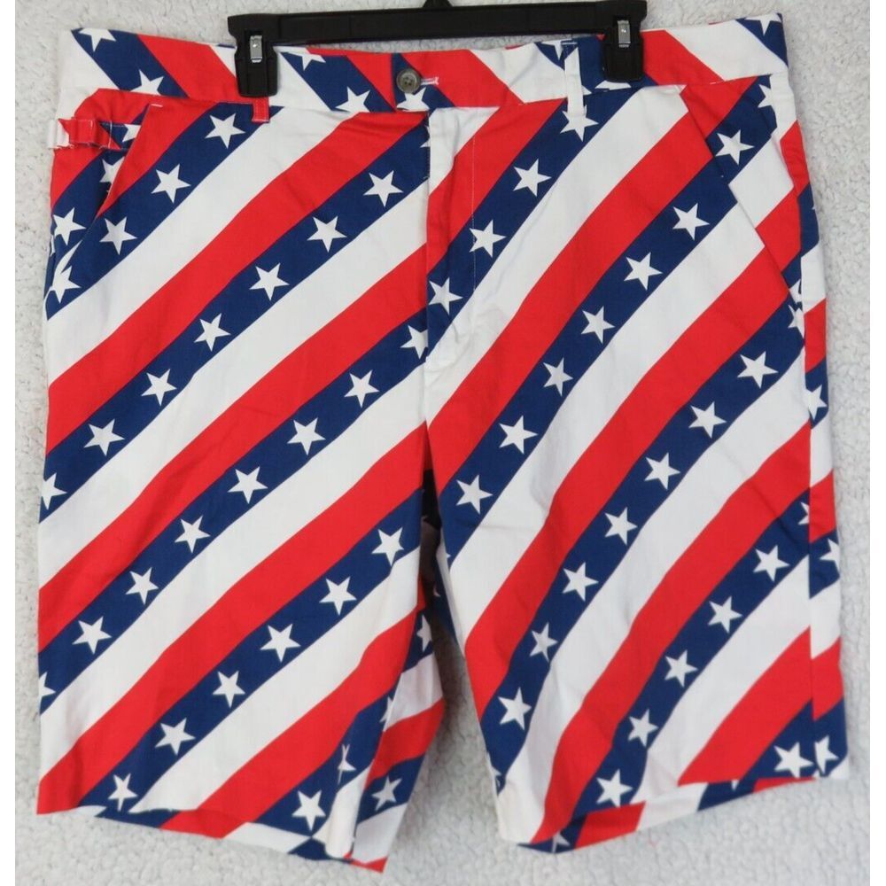 Mens Royal & Awesome Golf Shorts Size 42 Casual Blue Red White American Flag - Picture 1 of 7